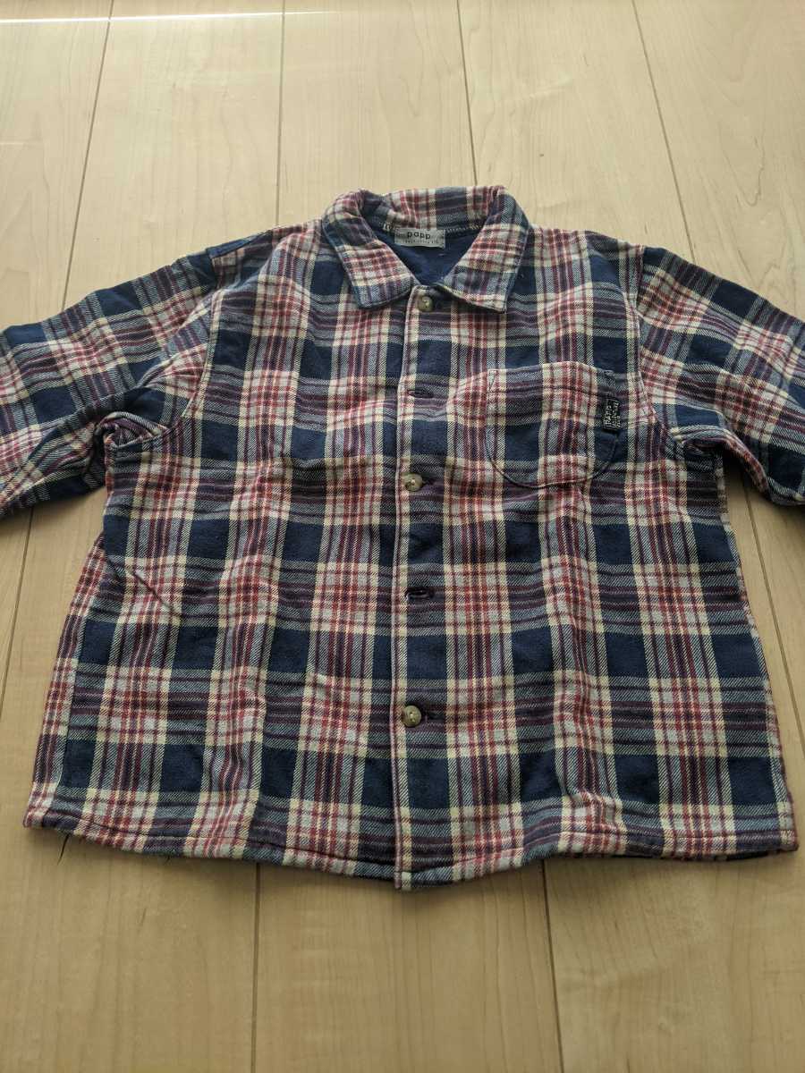 papp パプ 子供用 厚手シャツ ボタンシャツ 110サイズ拍卖