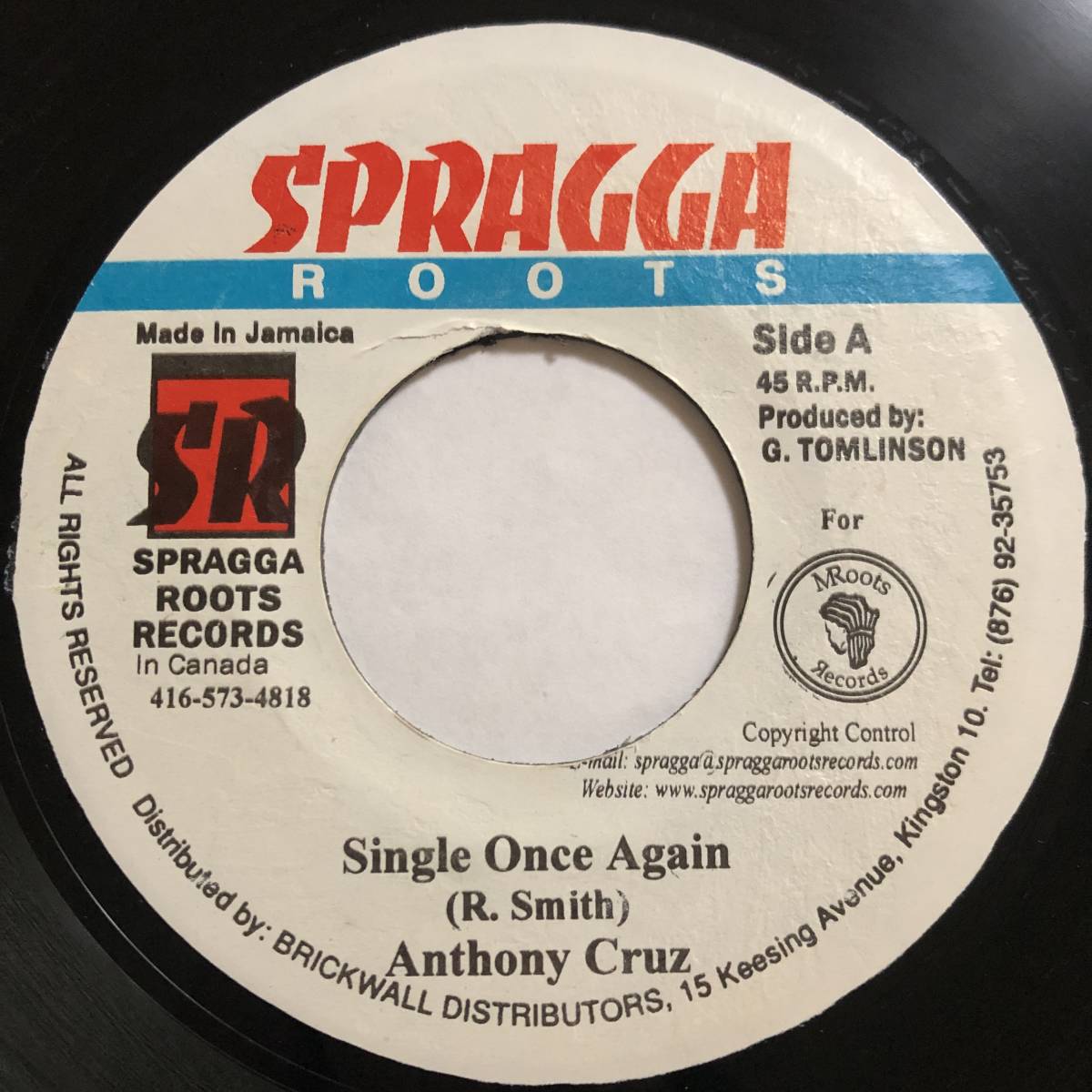 試聴 / ANTHONY CRUZ / SINGLE ONCE AGAIN /Broken Heart Riddim/Spragga Roots/Reggae/Dancehall/'03/big hit !!/7inch拍卖