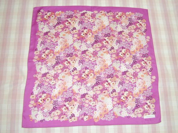 ニナリッチ*あかむらさきのお花柄シルク混大判ハンカチ/新品/送料込拍卖
