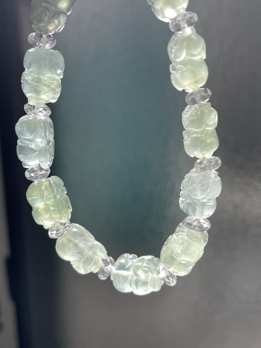 プレナイト AAAAA グラデーション 貔貅 ブレスレット ヒキュウ 天然石ブレスレット パワーストーン 素材拍卖