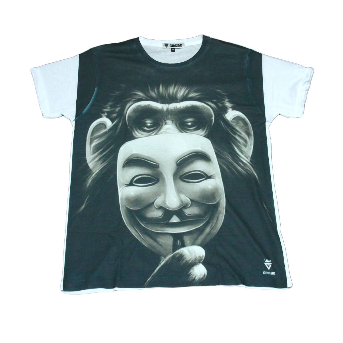 チンパンジー アノニマス 仮面 アニマルTシャツ 動物 ストリート系 デザインTシャツ おもしろTシャツ メンズ 半袖★M540M拍卖