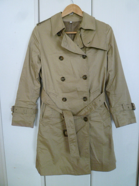 無印良品計画△ベージュロングトレンチコートM/シンプル定番スプリングコート春△SK33拍卖