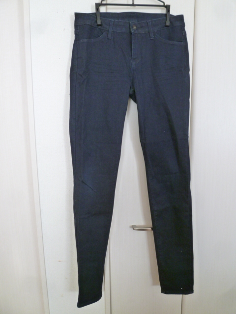 UNQLO/ユニクロ△UJユニクロジーンズインディゴデニムストレッチスリムパンツ26インチスキニーW66△P35拍卖