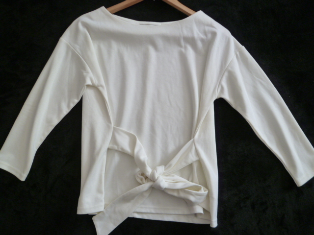 ROPE PICNIC/ロペピクニック△オフホワイトウエストリボンデザインカットソー38/長袖トップスジュン△BO32拍卖