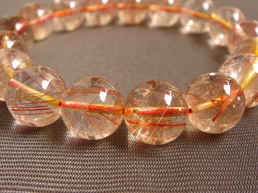 ☆極上品,開運UP,高透明天然6A級赤金銅針ルチルブレスレット13mmSP4拍卖