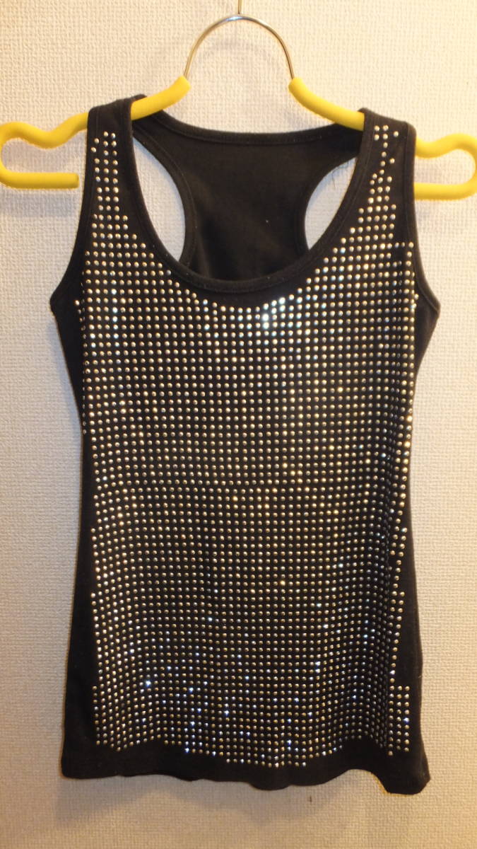 ★ROCKSTAR STYLE★Ladies Tops Black with dots ロックスターみたいなタンクトップ サイズ5 USED IN JAPAN EMO拍卖