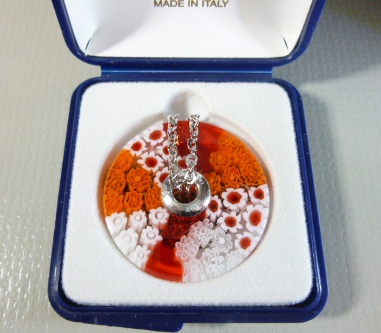 β Venetian murano glass SILVER925 ベネチアングラス ペンダント ネックレス β ムラーノ ヴェネチアン ベネチアンガラス ミルフリオリ拍卖