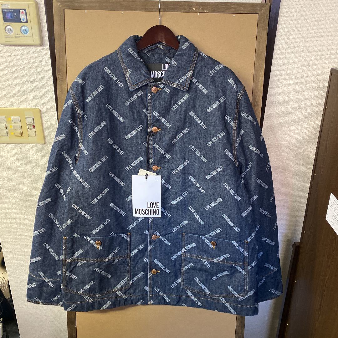 【新品】LOVE MOSCHINO ビッグサイズ 中綿デニムブルゾン 54 XXLサイズ拍卖
