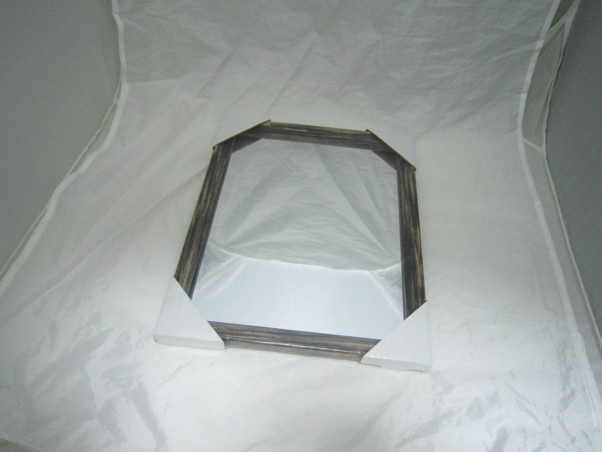 木目調 卓上ミラー 鏡 壁掛け 25x30cm 鏡 [gzd拍卖