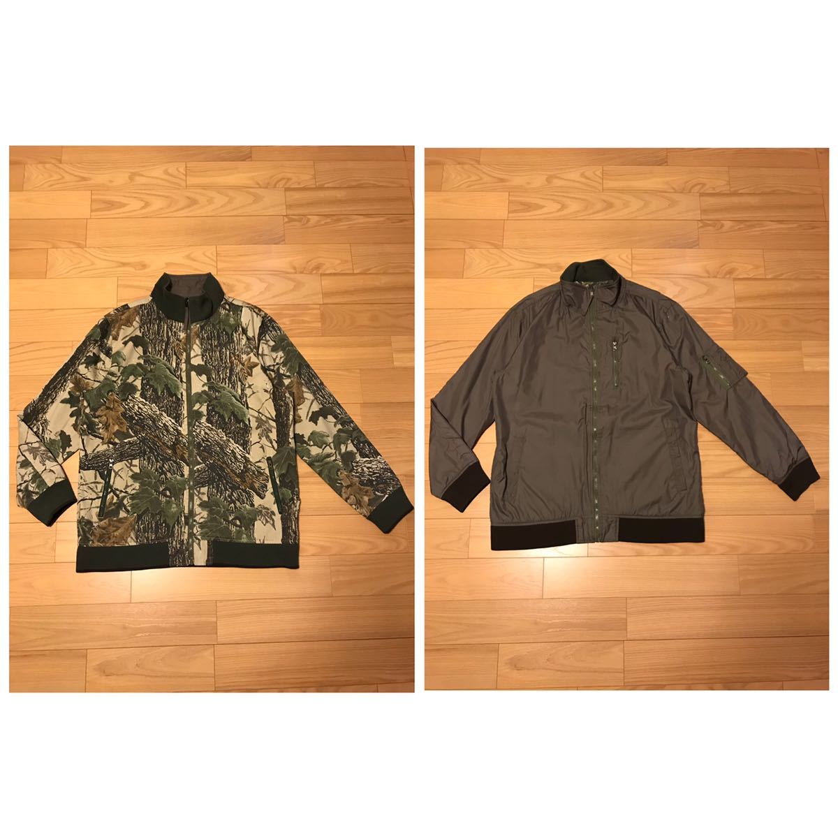 良品☆ETBX・オーバーサイズ4/XL相当? リアルツリーカモ.迷彩総柄コットン地×MA-1型ナイロン地 リバーシブルブルゾンジャケット 中綿無拍卖