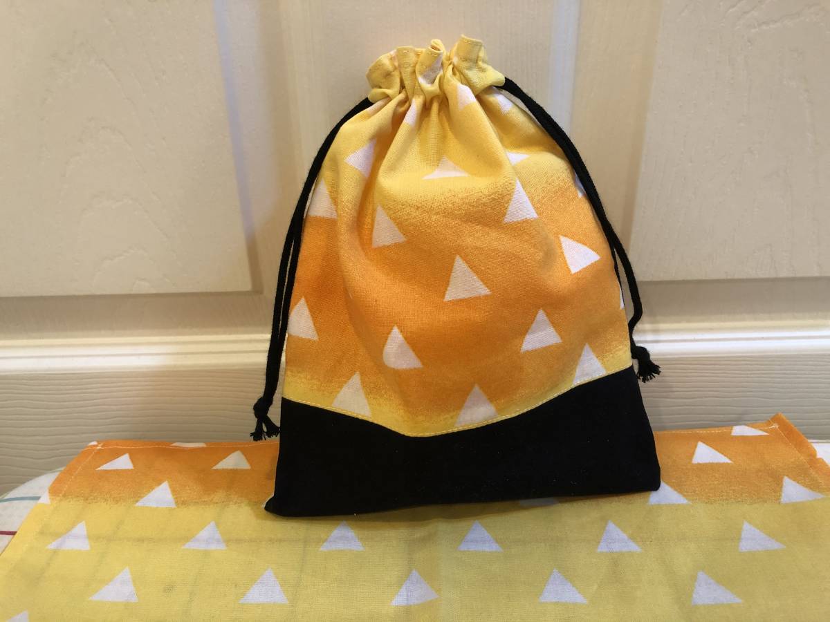 鬼滅の刃 我妻善逸風① 給食袋&ランチョンマット ハンドメイド拍卖