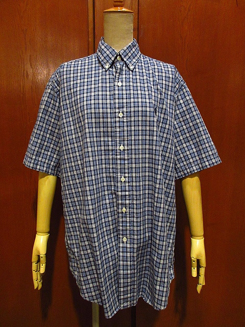 ビンテージ90's●Ralph Laurenコットンチェックボタンダウン半袖シャツsize S●210305f8-m-sssh-ot古着ラルフローレンBDシャツ拍卖