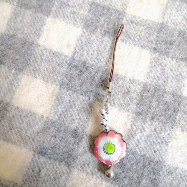 新品&即決◎バリ雑貨 お花チャームのストラップ【ピンク】アクセサリーパーツにも◎拍卖