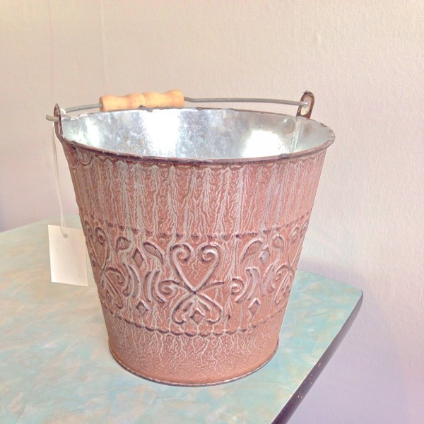 新品&即決◎アンティーク風ブリキのバケツ【ブラウン】拍卖