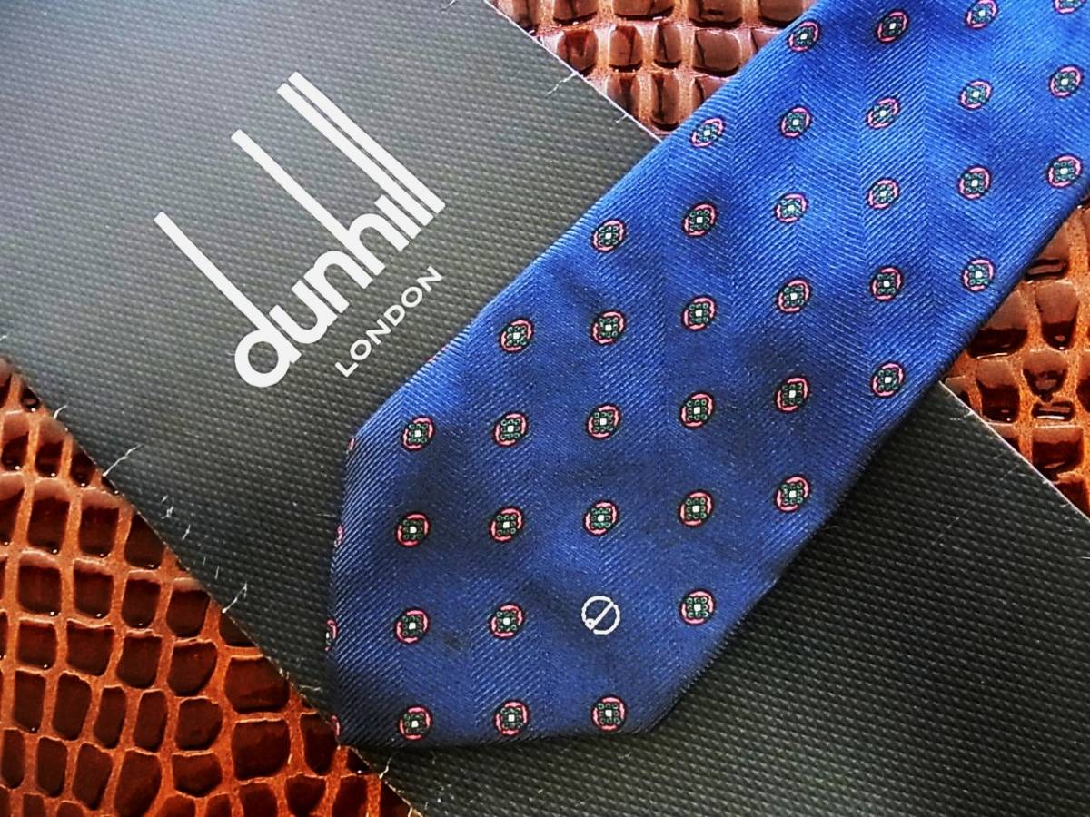 ○E435N●USED並●【dunhill】ダンヒル【ロゴ入】ネクタイ★人気の細・ナロータイ拍卖