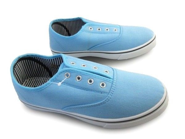 1円~AL2344-042新品AAAローカット/スリッポンスニーカー24㌢L.BLUE♂拍卖