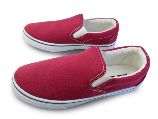 1円~AL2325-149新品AAAローカット/スリッポンスニーカー16㌢WINE♂拍卖