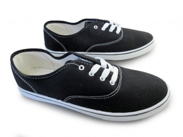 1円~AL2324-187新品AAAローカット/レースアップスニーカー20㌢黒×白♂拍卖