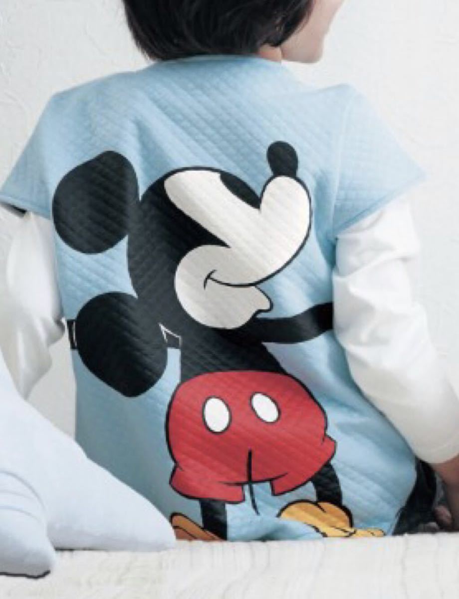 青 ニットキルトベスト ディズニーキャラクター 抱きつきベスト 寝冷え対策 クーラー対策 スリーパー 90サイズ 2歳程度 Y001拍卖