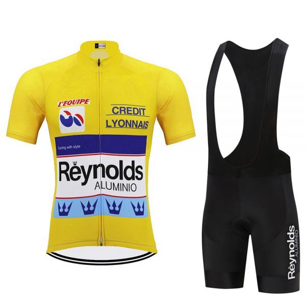 新品 レトロデザイン 上下セット No46 Lサイズ スペイン サイクルジャージ ウェア 半袖 メンズ サイクリング MTB ロードバイク 自転車拍卖