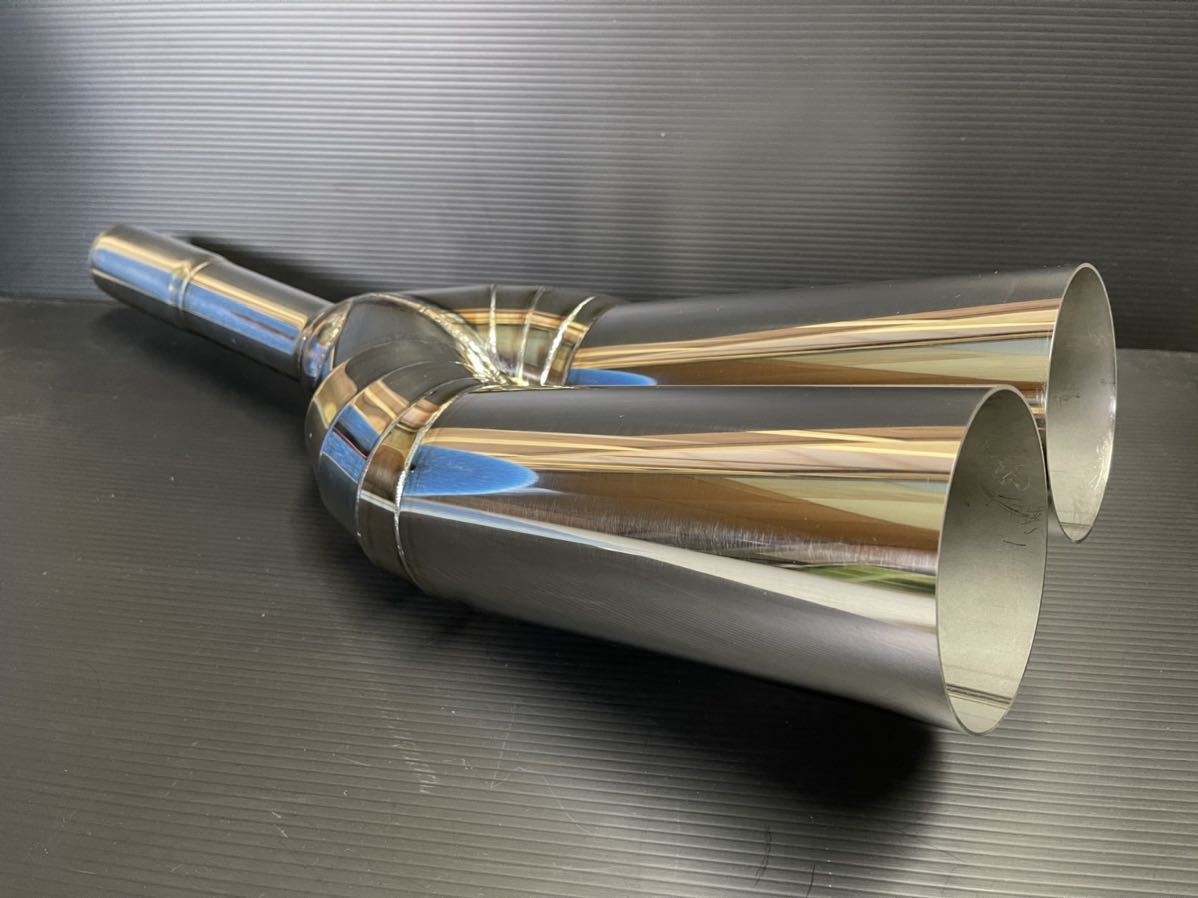 ワンオフマフラー制作用エビ管20度跳ね上げデュアルマフラー出口直切りW101.6φ入口内径50.8φジョイント差し込み拍卖