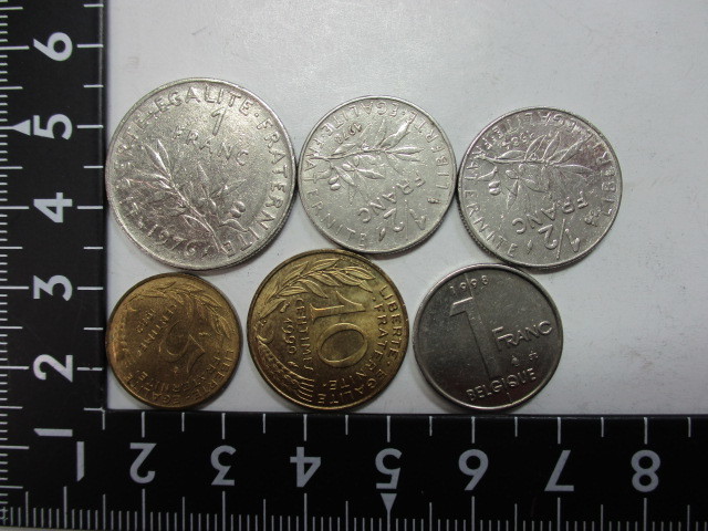 M-433 フランスコイン硬貨 1フラン1976年 他計6枚 拍卖