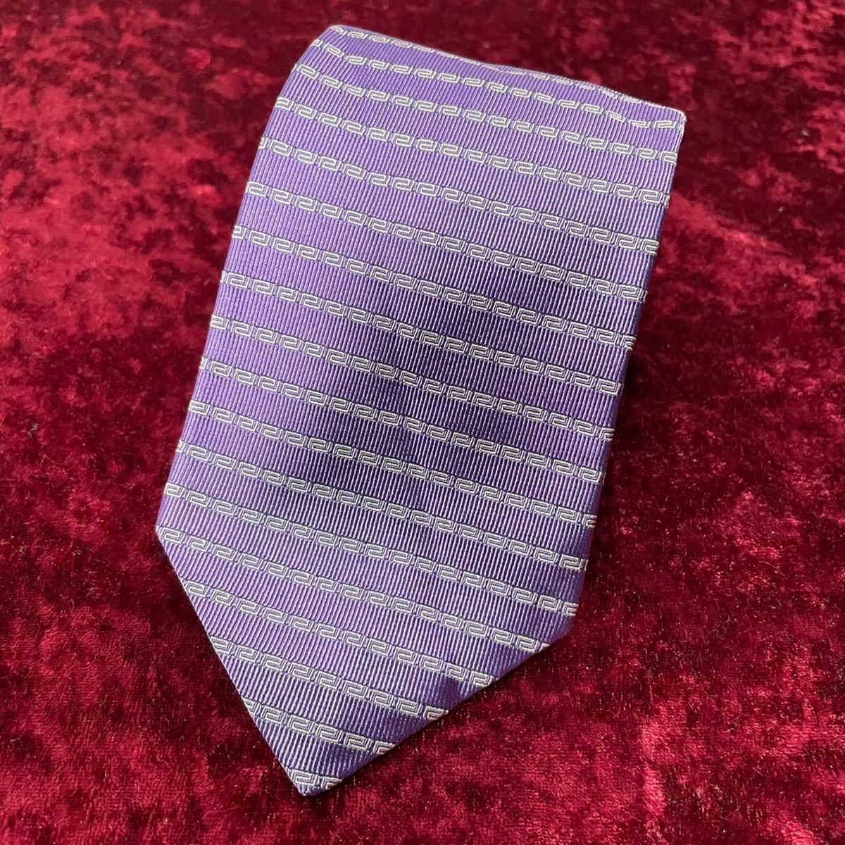 VERSACH ヴェルサーチ ボーダー ライン柄 シルクネクタイ拍卖