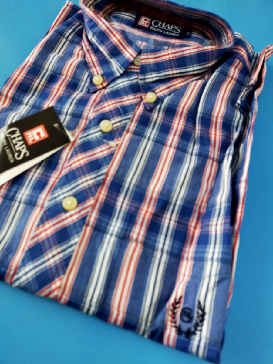 ラルフローレン CHAPS 長袖 青 綿100% Mチェスト88~96身長165~175拍卖
