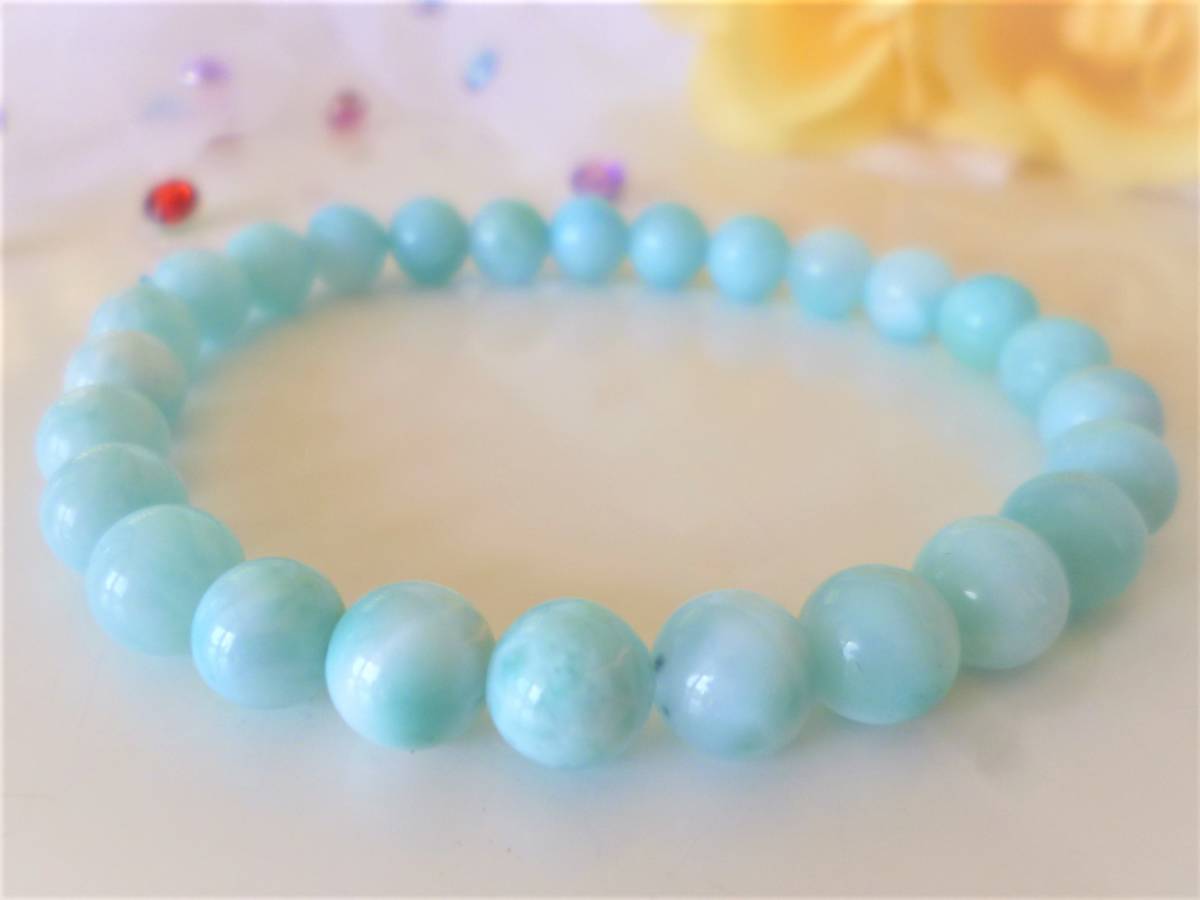 ☆愛と平和☆太陽と海☆人生の喜び☆カリブの宝石☆高品質AAA☆透明感を感じる美しい☆ アイスラリマー☆7mm☆15.5cm☆13g拍卖