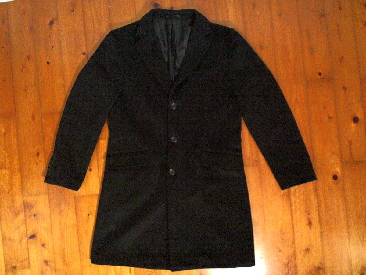 ★送料無料☆ジーユー【GU】チェスターコート ロングコート 微起毛地 M 黒 ブラック拍卖