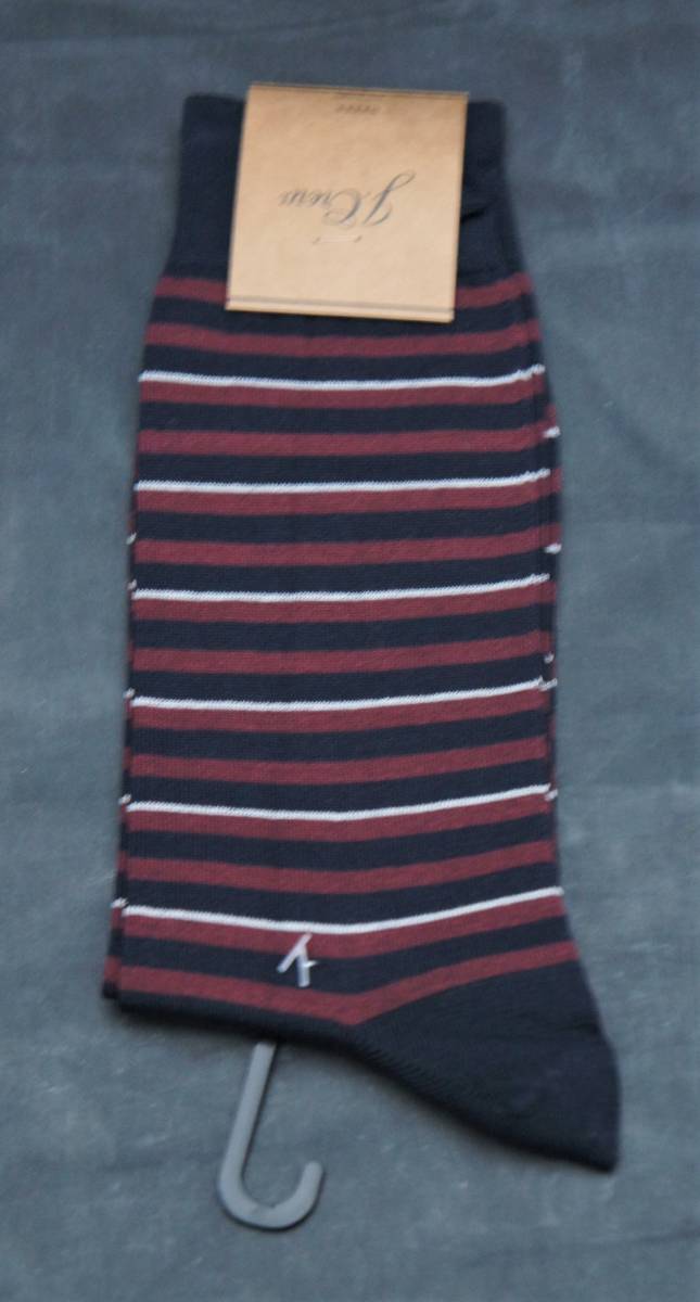 【新品】サイズ:ONE SIZE J.CREW ジェイクルー Striped dress socks ソックス ストライプ柄 NAVY/BURGUNDY 2拍卖
