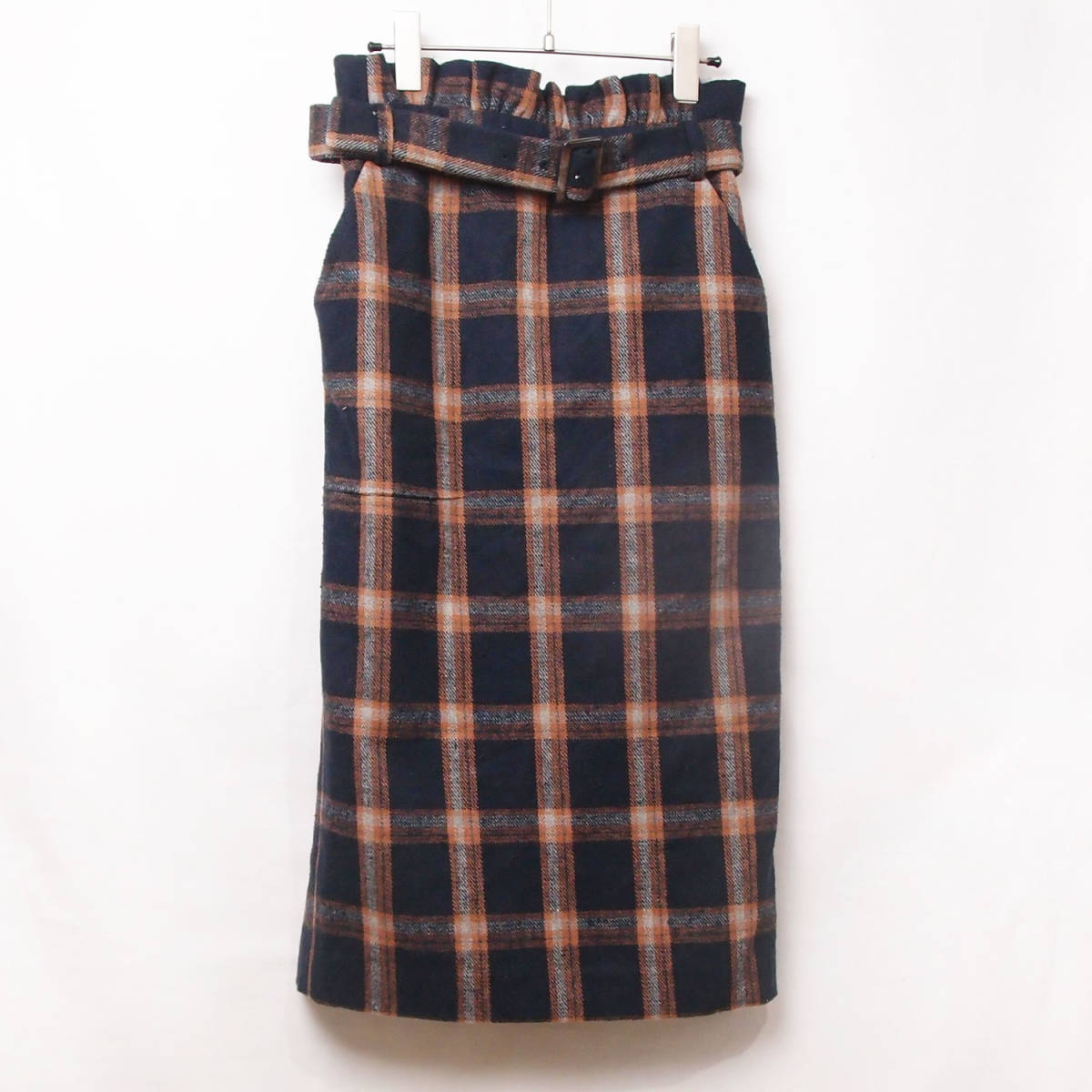 earth music&ecology チェックスカート ベルト付き レディース拍卖