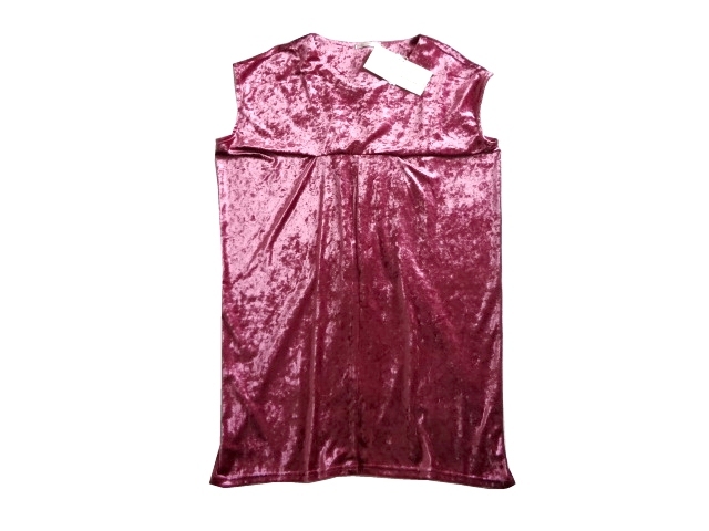 新品 ex pressive 紫 光沢 ベロア ノースリーブ ワンピース 38 パネルワンピ チュニック シャーリング拍卖