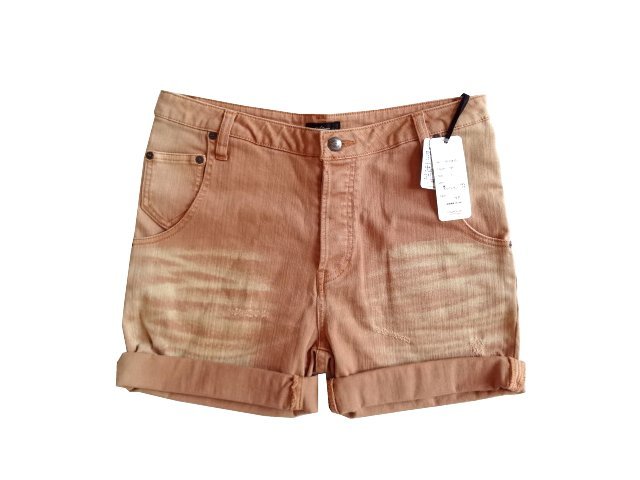 新品 定価9000円 ALLUMER アリュメール デニム ショートパンツ 茶 ストレッチ 2 ハイウエスト 拍卖