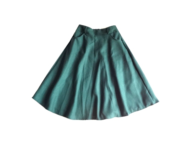 新品 rps フェイクウール フレア スカー ト膝丈 緑 秋 冬 拍卖