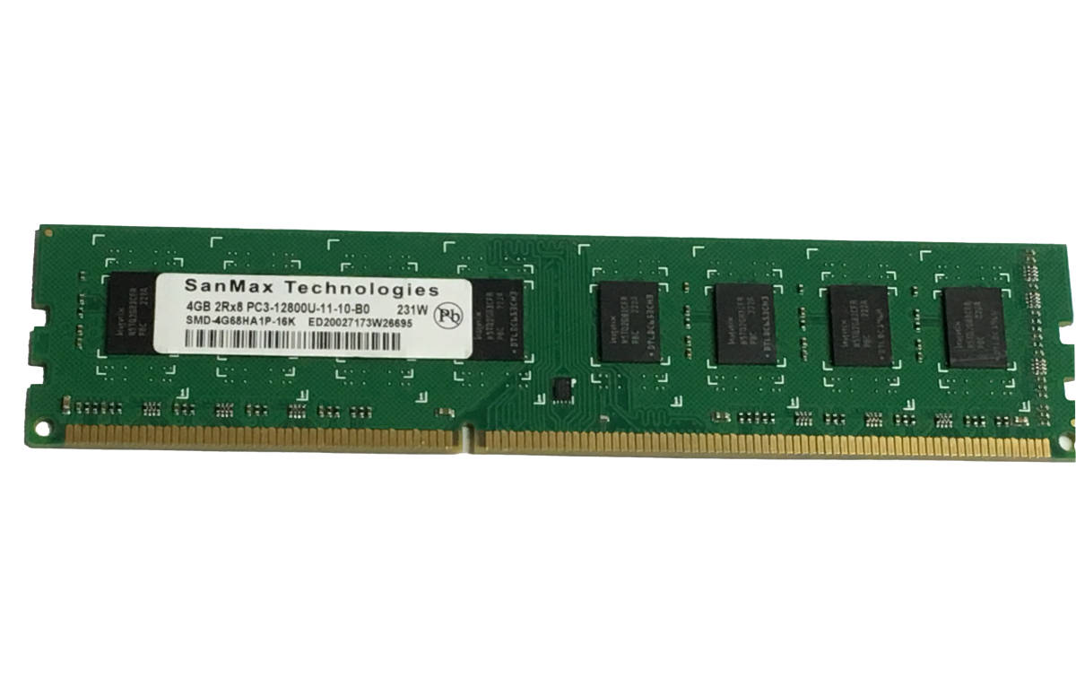 【中古パーツ】PC3 本体用 DDR3 メモリ SanMax Technologies 4GB 2R*8 PC3-12800U-11-10-B0 4GBx1枚 計4GB ■M(125)拍卖