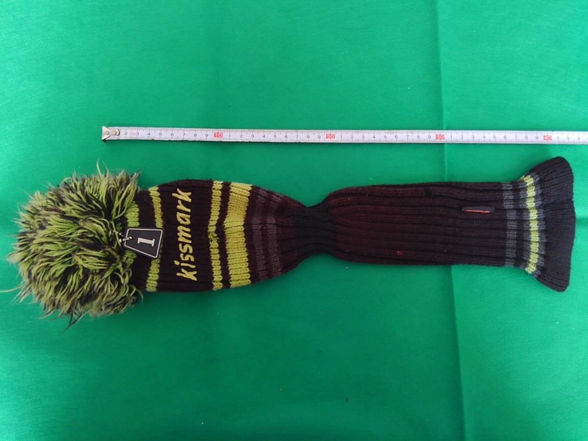 ★★Kiss Mark キスマーク ニット素材 ヘッドカバー 1W用 (黒×蛍光グリーン)E6拍卖