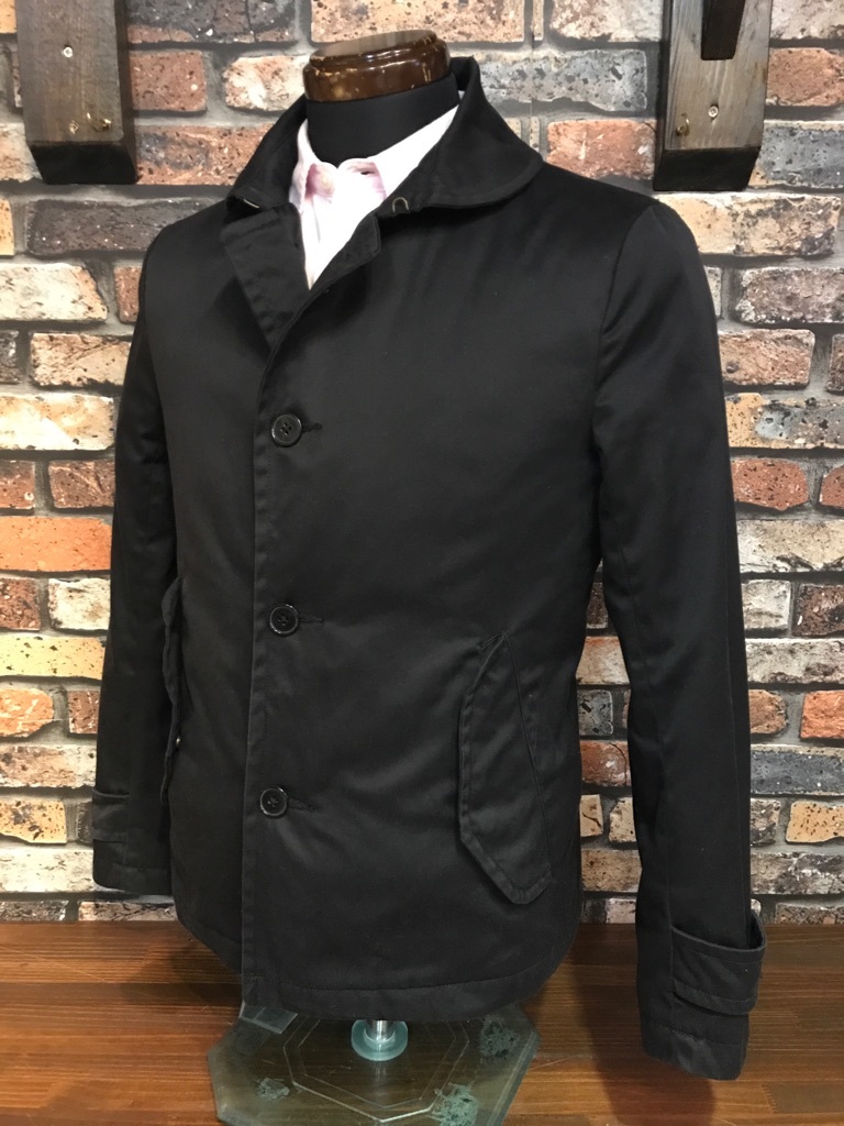 D698 メンズブルゾン nano universe ナノユニバース おしゃれ キレイめ 無地 ジャケット アウター タイト 黒 ブラック ショールカラー/ M拍卖