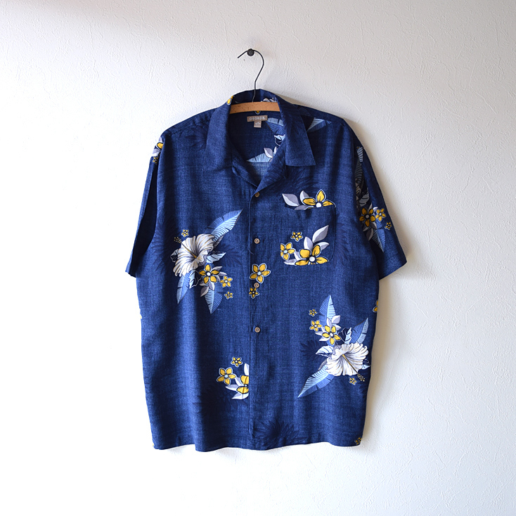 【送料無料】ジョージ ハワイアンシャツ アロハシャツ 半袖シャツ レーヨン素材 メンズL相当 総柄 GEORGE CB0087拍卖