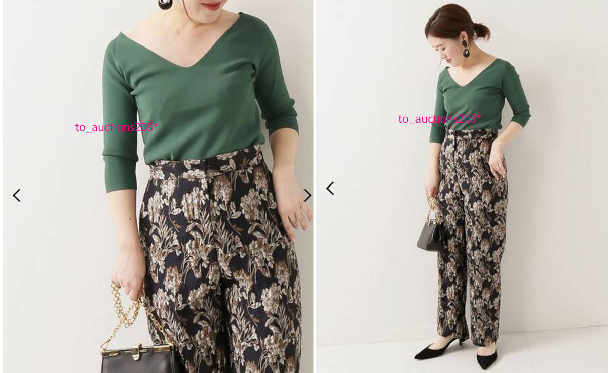 VERMEIL par iena/ヴェルメールイエナ◆新品タグ付 "COUTURE DADAM Vネック ハーフスリーブニット"グリーン◆\31,900-拍卖