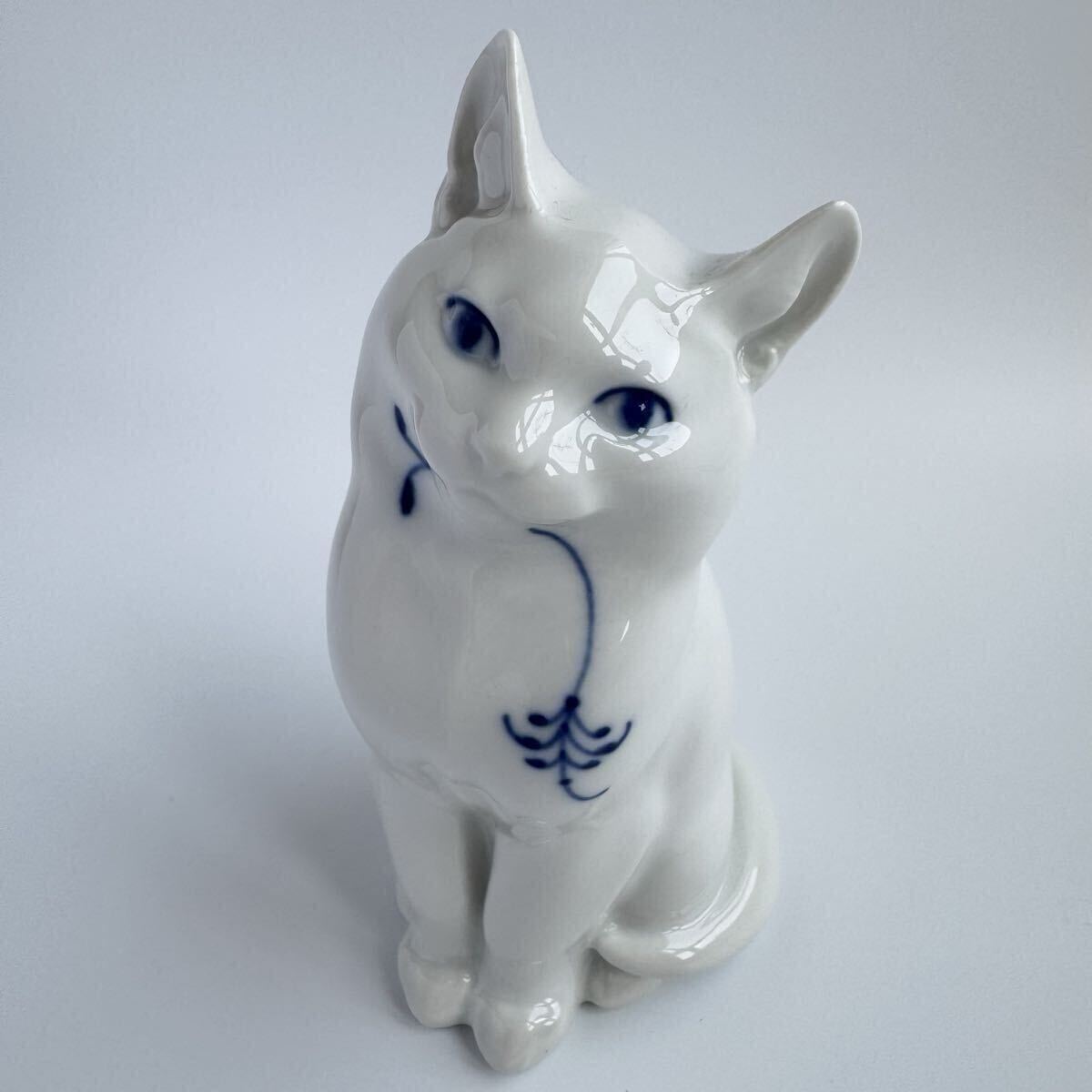 ROYAL COPENHAGEN ロイヤルコペンハーゲン ブルーブルーテッド 猫 ヴィンテージ 陶器 ネコ 置物 インテリア オブジェ拍卖