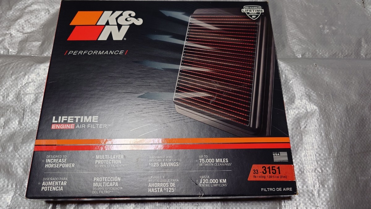 K&N 純正交換 エアフィルター エアクリーナー スズキ ジムニーシエラ JB74W 33-3151 未使用品拍卖