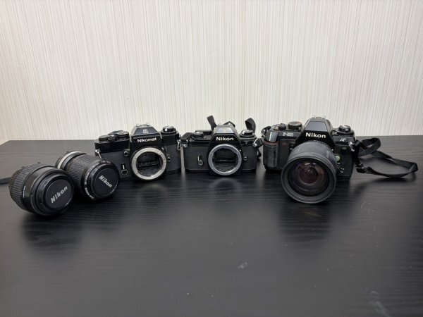 A3 Nikon ニコン 3台 EM ブラックボディ Nikomat EL ニコマート F-501 AF NIKKOR 35-70㎜ 1:3.3-4.5 一眼レフ フィルムカメラ レンズ拍卖