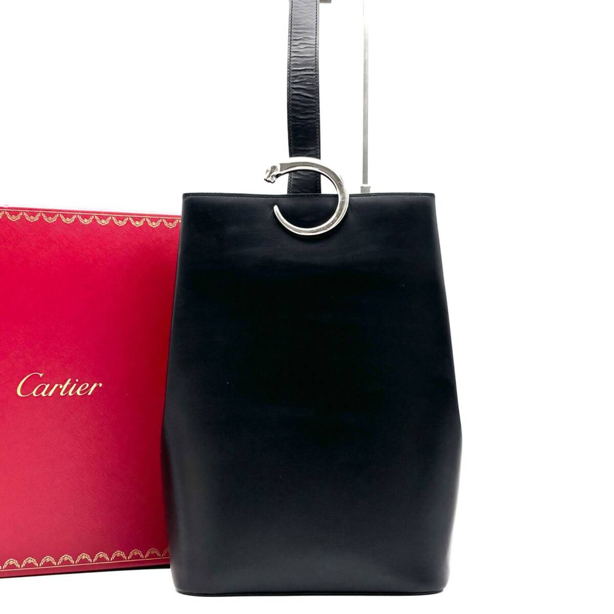 Cartier カルティエ パンテール ショルダーバッグ オールレザー ワンショルダーバッグ 肩掛け 自立 ブラック 箱 保存袋付き拍卖