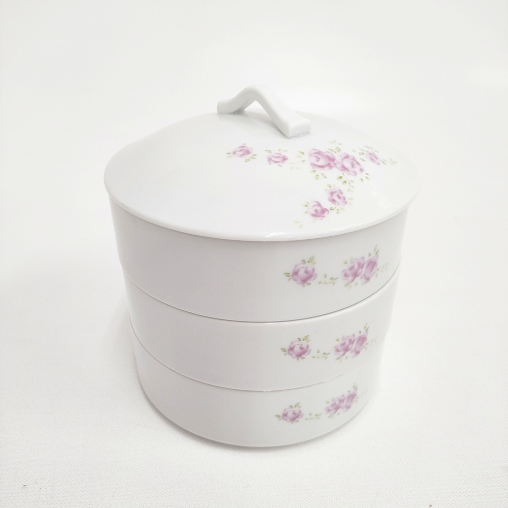 imane イマン 未使用品 浪漫かほり 丸型お重 陶器 皿 食器 ホワイト 6-0407G 274493拍卖