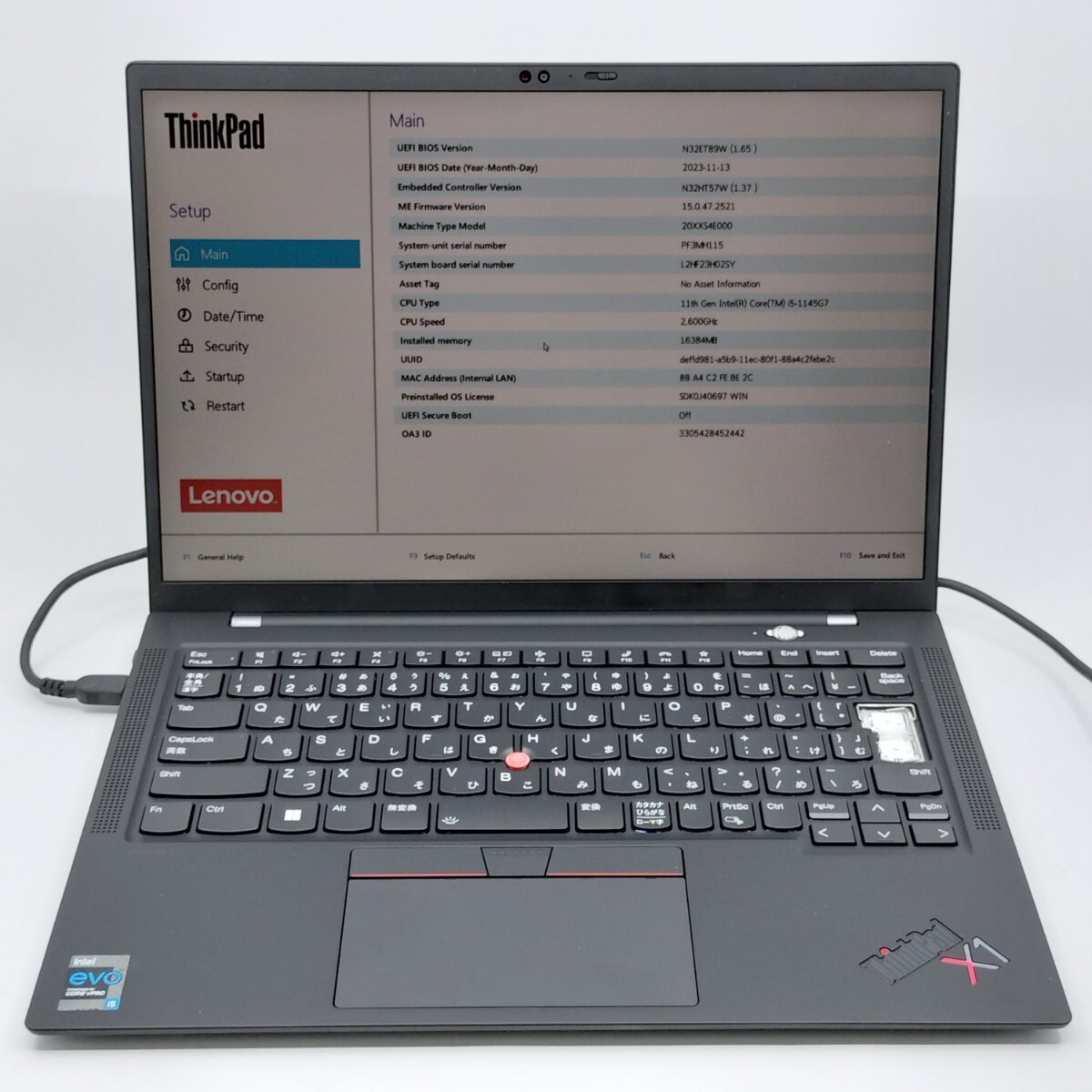 管理:JN-11708(221621)/Lenovo ThinkPad X1 CARBON GEN9/i5-1145G7/SSDなし/16GB/OSなし/ジャンク品拍卖