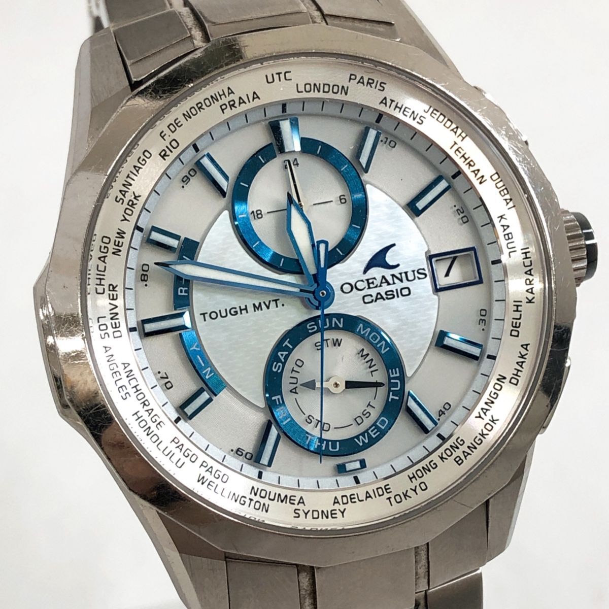 美品 CASIO カシオ OCEANUS オシアナス マンタ 腕時計 OCW-S2000PW-7AJF 電波ソーラー タフソーラー チタン マルチバンド6 シェル 動作OK拍卖