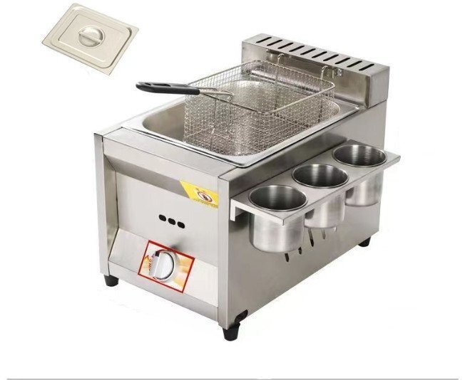 ガスフライヤー 1槽型 大容量8L ステンレス鋼 卓上フライヤー バスケット付き お掃除楽々 業務用フライヤー ミニフライヤー拍卖