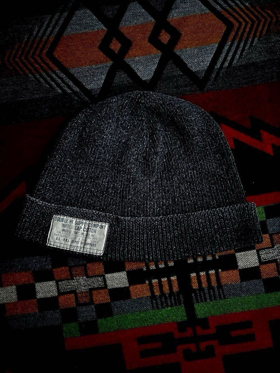 RRL BLACK INDIGO COTTON WATCH CAP 天然インディゴ染め US NAVY (ラルフローレン ビンテージ拍卖