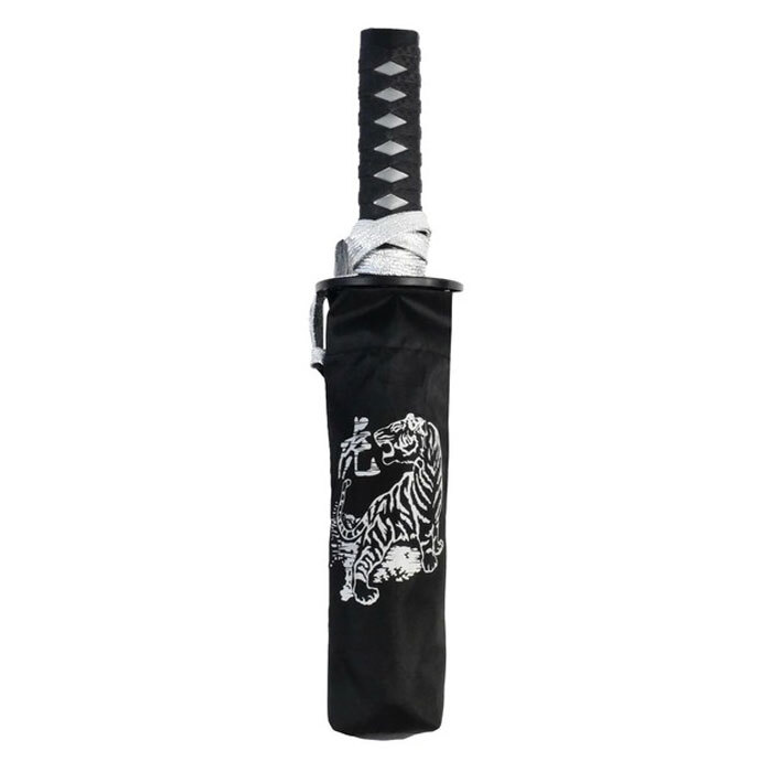刀傘 折りたたみ傘 和傘 侍 忍者 武士 折り畳み戦国傘 WAKIZASHI サントス 虎 銀 JK-160-02/0776x1本拍卖
